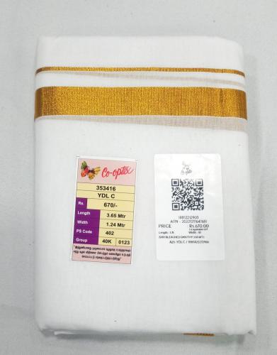 ZARI BLEACHED DHOTHY 3.65 MTS